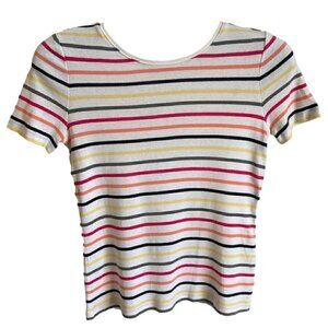 Talbots Women's Multicolor Block Stripe T-Shirt, Petite